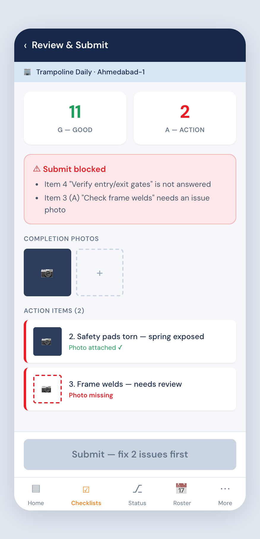 Checklist Submit